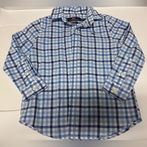 EUC Vineyard Vines Button down Whale shirt 4T blue